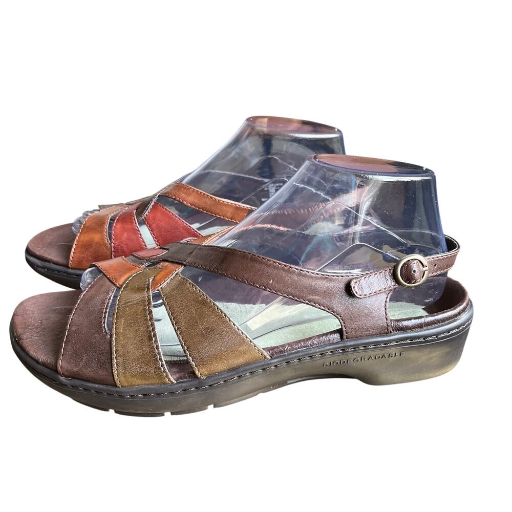 Earth Sandals Jolie Sz 10 Bark Brown Multicolor Leather Comfort Walking Strappy